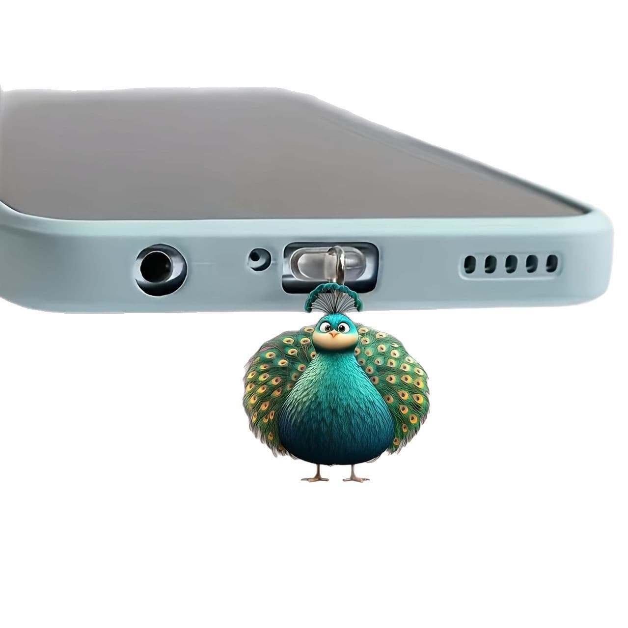 New Cross-Border Acrylic Flat Cute Peacock Phone Dust Plug Charm