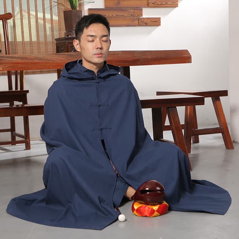 Zen Unisex Cotton Linen Single Layer Meditation Cape, Zen Cloak, Lay Practitioner Cloak, Can Add LOGO