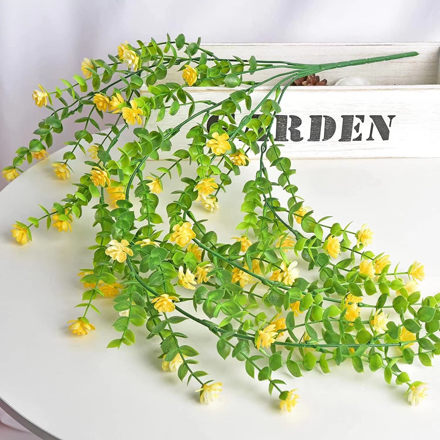 Artificial flower rattan flower rattan artificial flower silk flower eucalyptus camellia wall hanging living room shop wall decoration indoor green plants