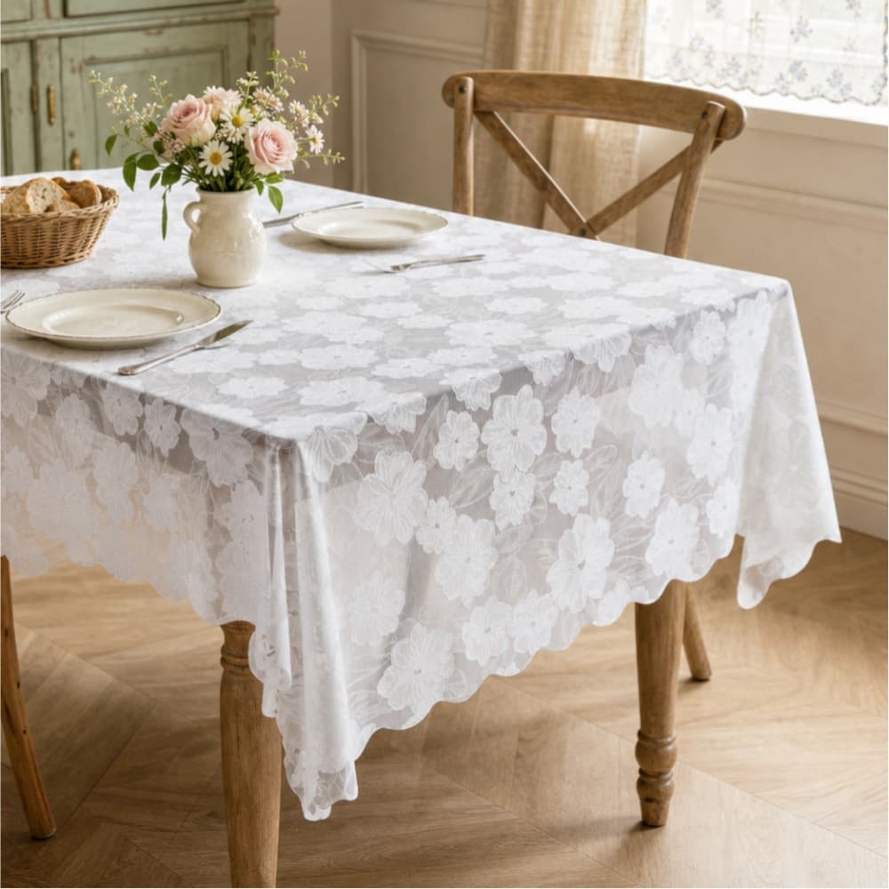 French lace tablecloth rectangular coffee table tablecloth mesh embossed full flower jacquard decorative tablecloth cross-border wholesale