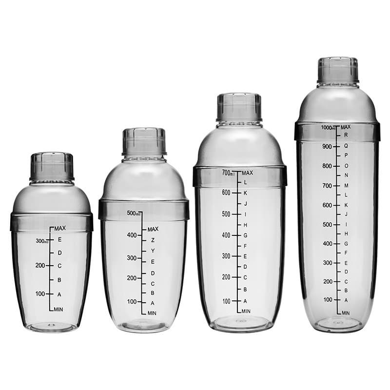 1000ml black graduated PC shaker, high-transparency marked shaker for commercial use