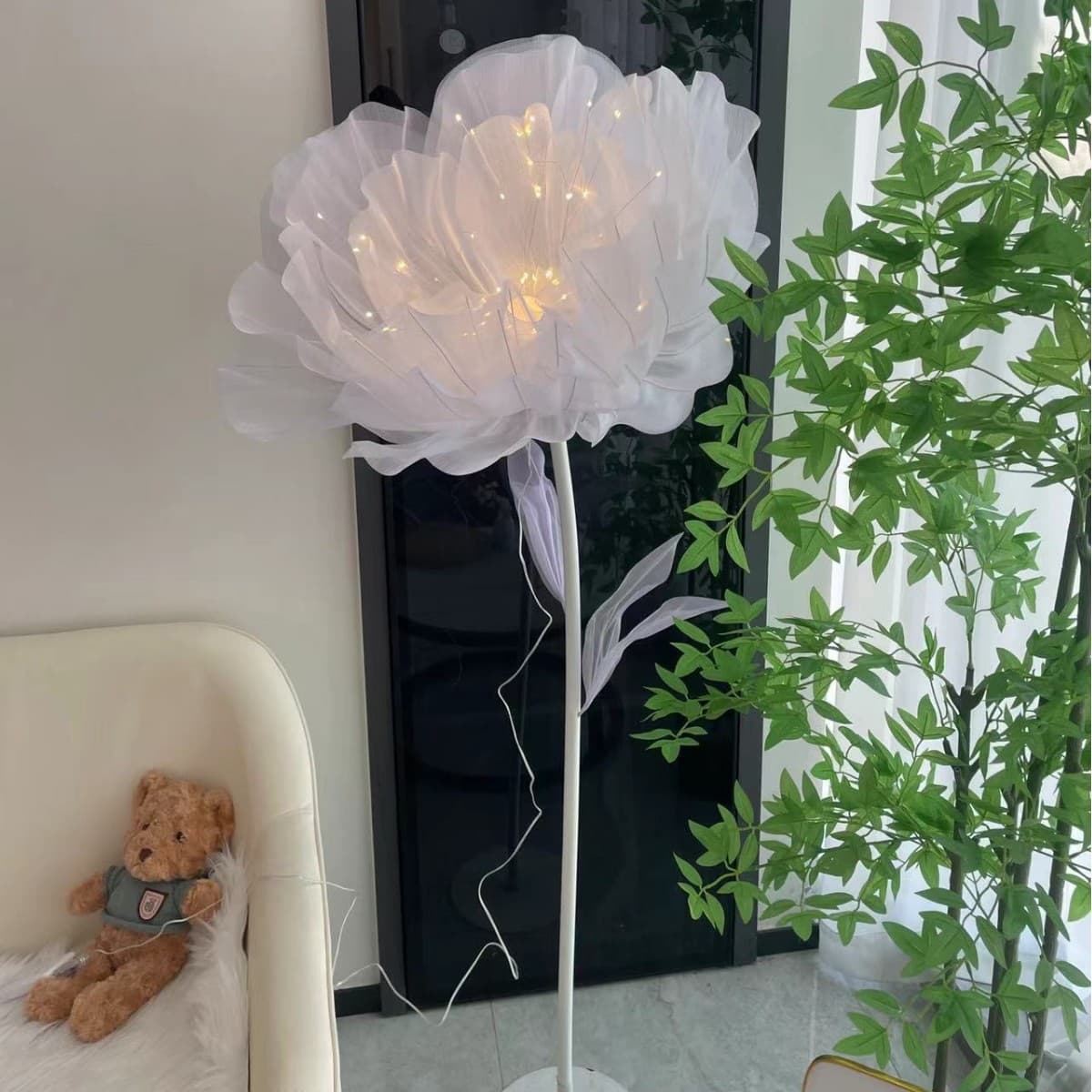 Cross-Border Best-Selling Artificial Flower Christmas Party Blooming Flower Window Floor Lamp Decorative Ambient Light