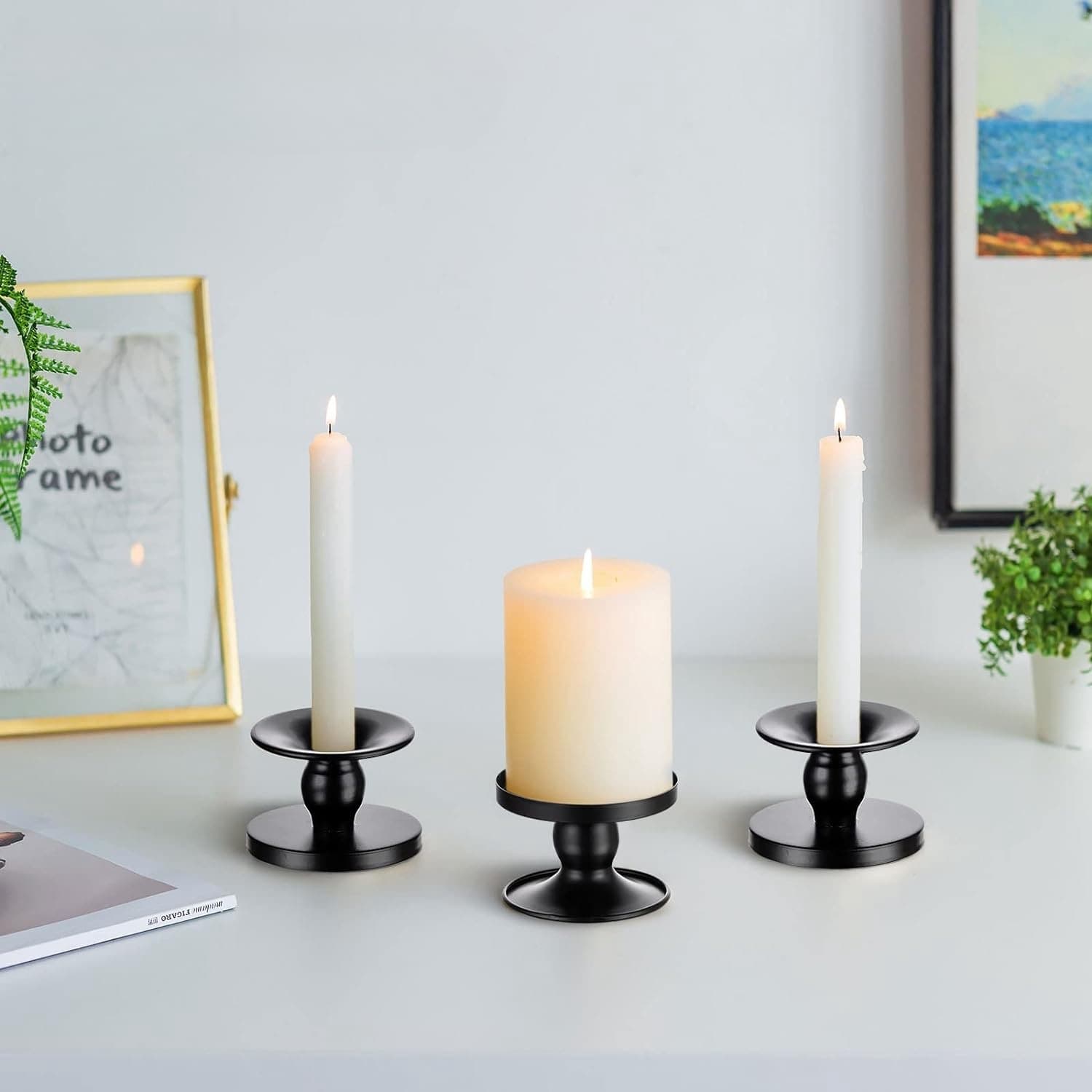Black Iron Art Candlestick Nordic Style Home Decorative Accessories Living Room Sample Room Display Stand Candle Holder