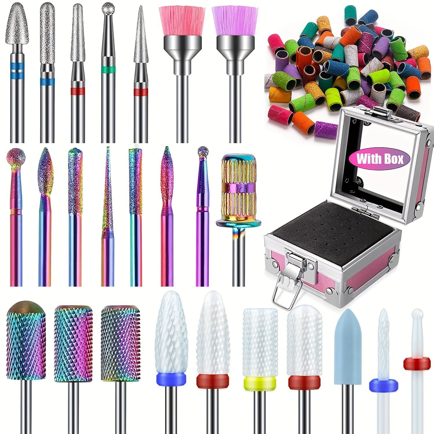 30-piece manicure set, tungsten steel ceramic emery grinding needle, dead skin removal, polishing head, manicure machine accessories