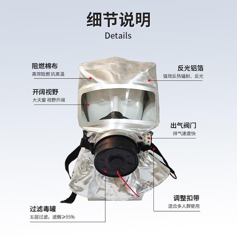 TZL30 Comprehensive Fire Filtering Mask, Smoke and Fire Protection for Escape and Self-Rescue