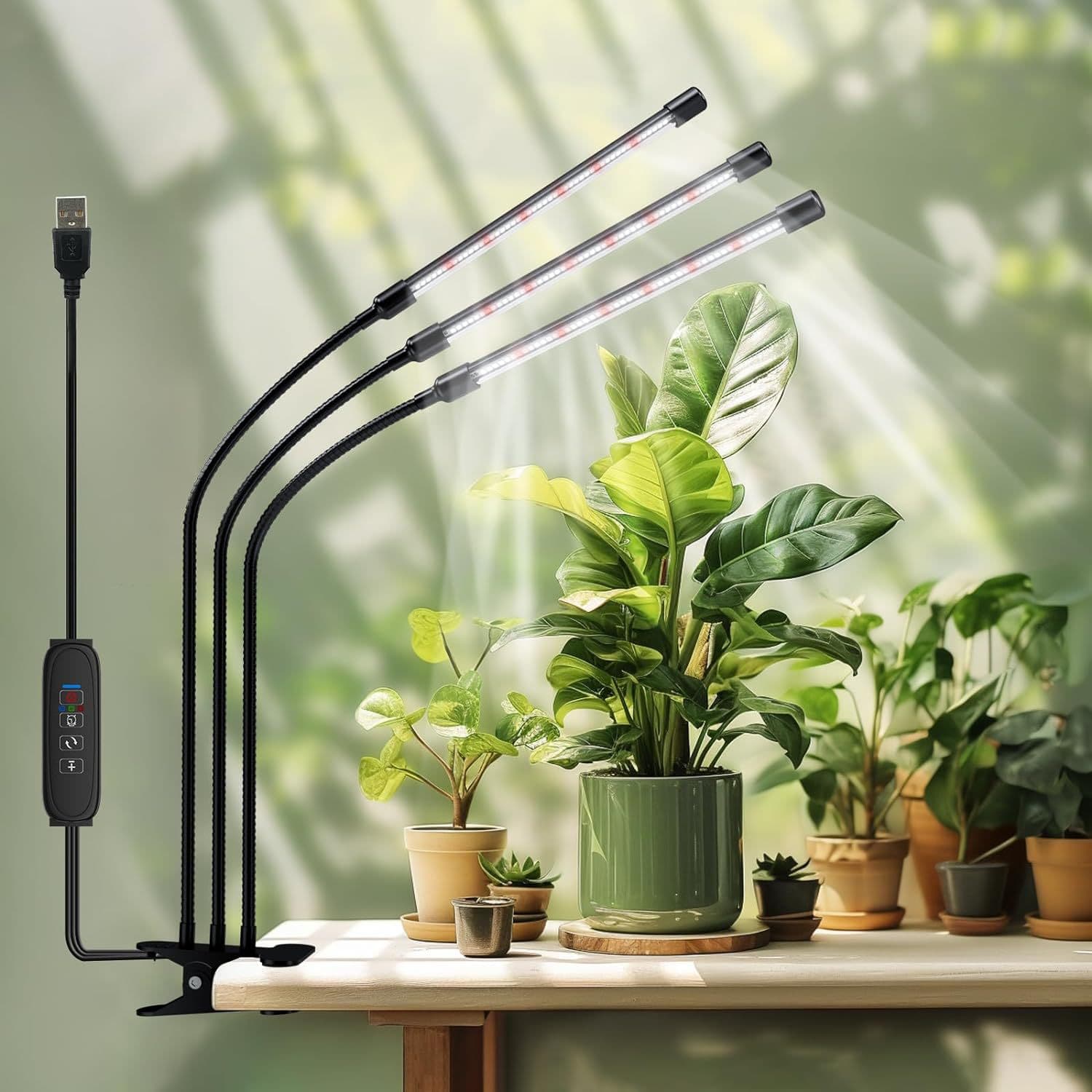 Plant Grow Light Full Spectrum 6000K, Indoor Home Bonsai Growth Light, Succulent Color Enhancement Clip Light