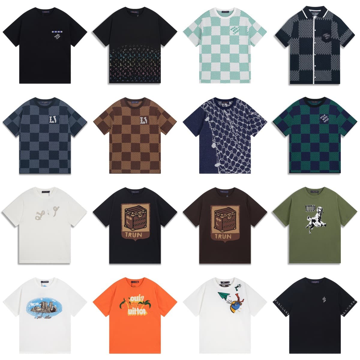 High version Lujia knitted T-shirt 2025 new checkerboard letter jacquard casual loose men's and women's short sleeves