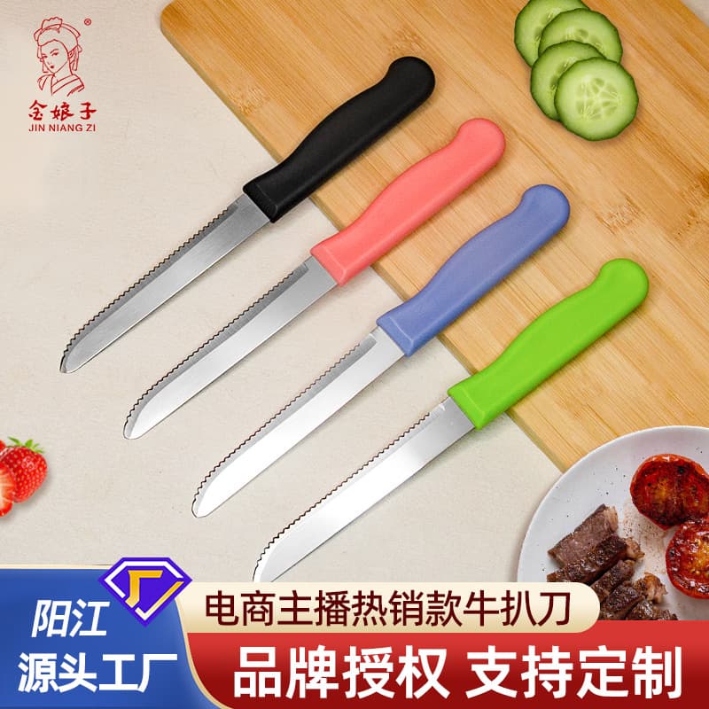 Yangjiang Manufacturer Stainless Steel Serrated Steak Knife Nordic Style Home Vegetable Fruit Knife Camping Western