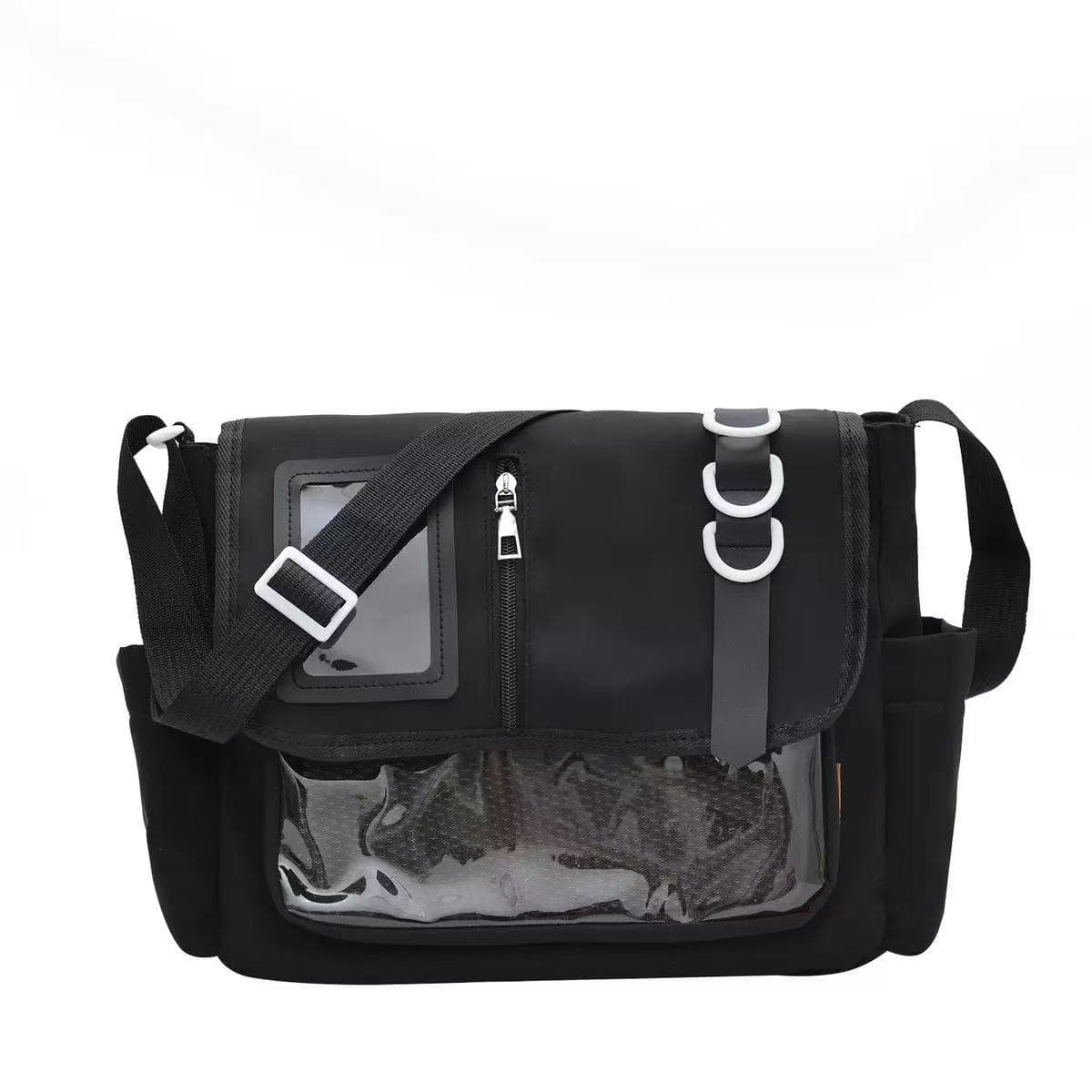 Japanese nylon handbag, college style design, casual splicing shoulder bag, lightweight transparent pain bag, crossbody bag, trendy
