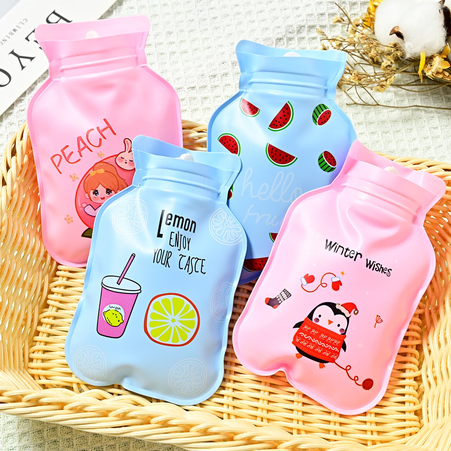 Home Daily Use Water-filled Hot Water Bag Large Capacity Warming Pouch Polyester Material Easy To Fill Carry