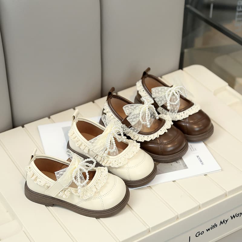 Girls' Leather Shoes, Spring and Autumn Soft-Sole Princess Shoes, 2026 New Lace-Up Single Shoes, Little Girls' Mary Jane Shoes