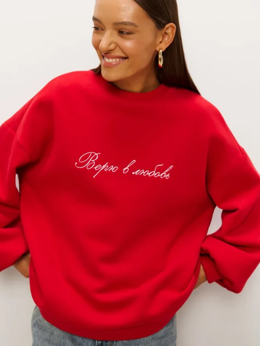 New Fall/Winter European and American Style Simple Trendy Letter Print Thickened Round Neck Sweatshirt Flattering Oversize Top