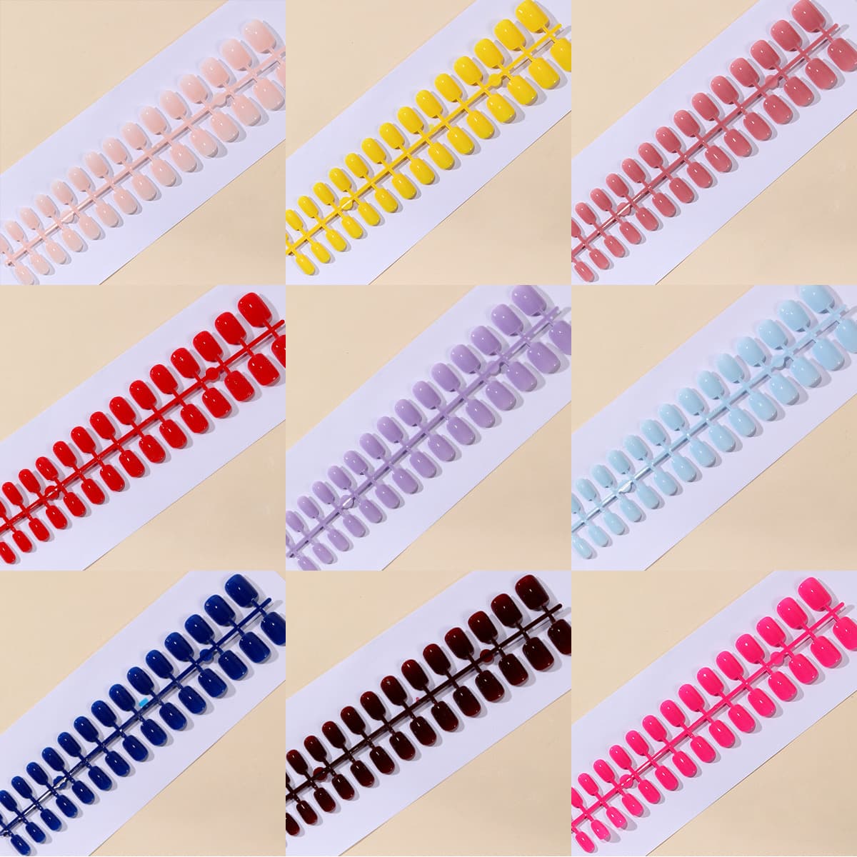 30 Pieces Ins Style Press-On Nails, Short Square Press-On Nails, Solid Color Simple Nail Wraps for Women, Fake Nails