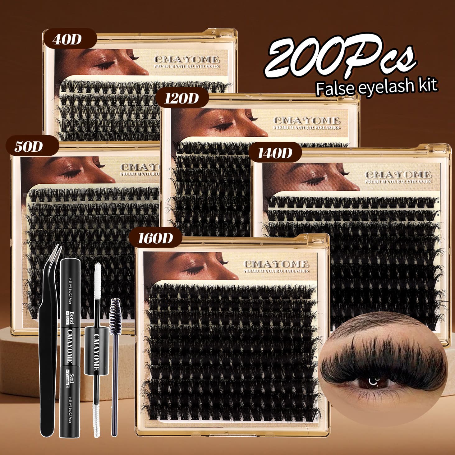 Cross-Border Bestseller 40-160D Curly Single Cluster Wispy Lashes 10-18mm DIY Sectional Thick Curled Eyelashes