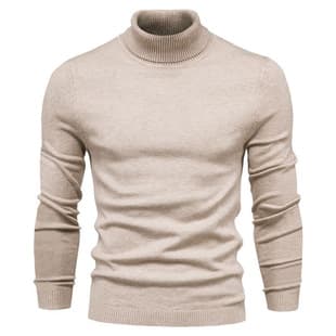 Men's Autumn Winter High Neck Sweater, Korean Slim Fit Solid Color Pullover Thermal Knit Top for Amazon Cross-Border EU/US