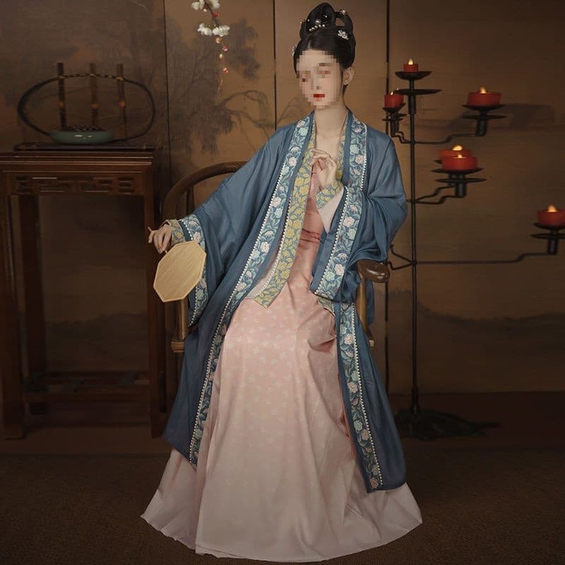 Original Hanfu for Women Song-style Three-piece Set "Begonia Falls" Restored Airplane Sleeve Waist-high Pleated Skirt Chinese-style Ancient Costume Winter