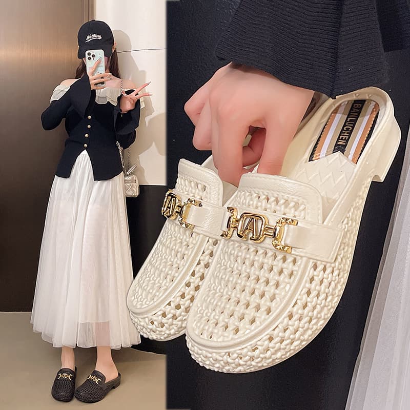 2025 Women's Sandals for Outdoor Wear, Closed-Toe Half-Slippers, Trendy Women's Slippers for Home, Non-Slip Soft-Soled Clogs