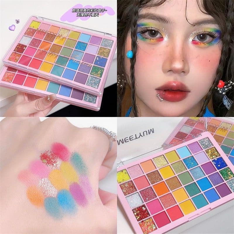 Macaron Stage Makeup 40 Color Eye Shadow Palette Ins Super Hot Matte Pearlescent Glitter Glitter Eye Shadow Palette