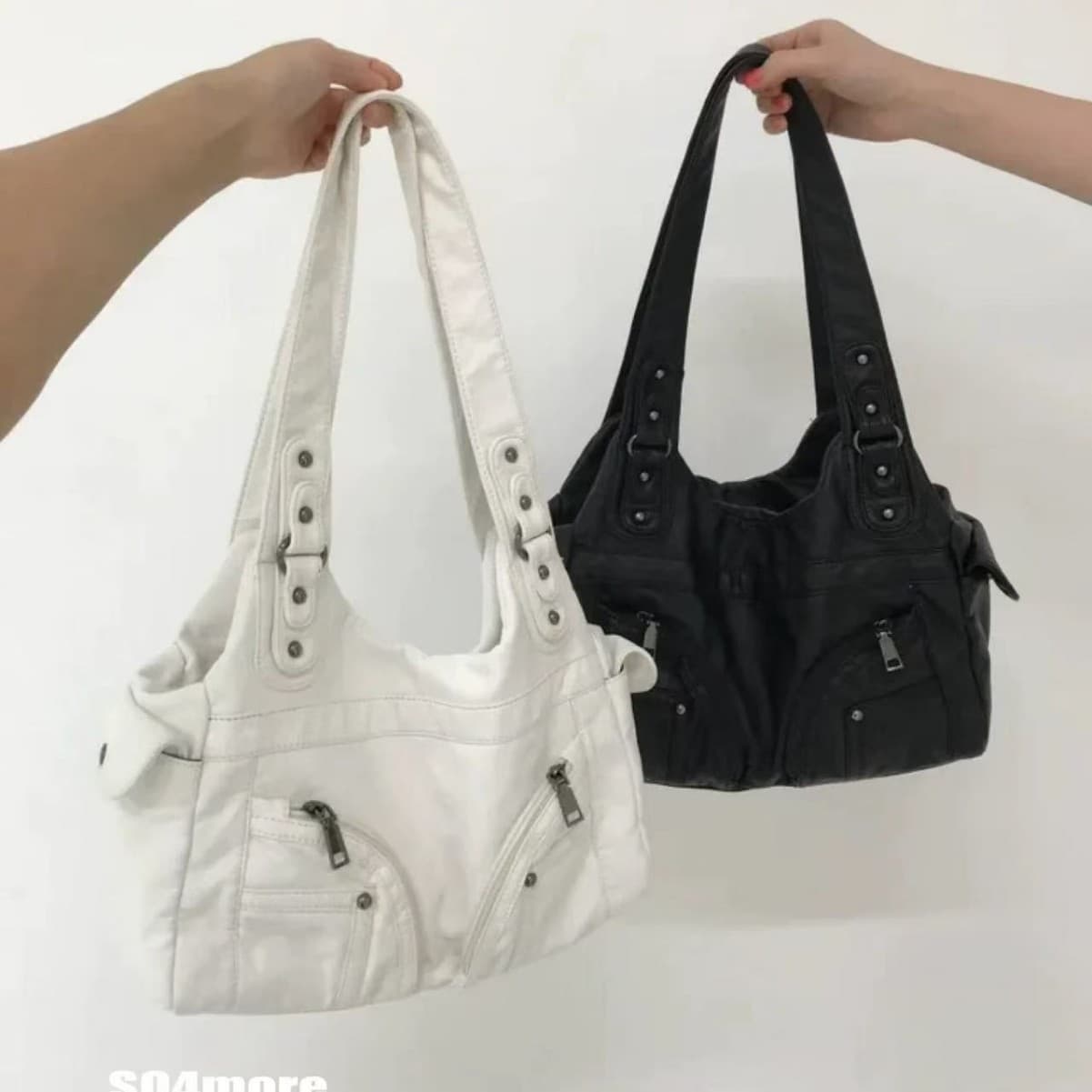 Soft PU Leather Y2K Crossbody Bag with Multiple Pockets Vintage Style Handbag Shoulder Bag Dig Bag Zipper Motorcycle Bag