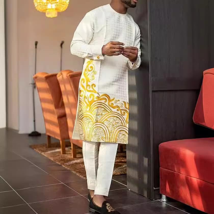 2024 New Style Ready Stock AliExpress Amazon Hot Selling Set African Ethnic Print Casual Men's Set