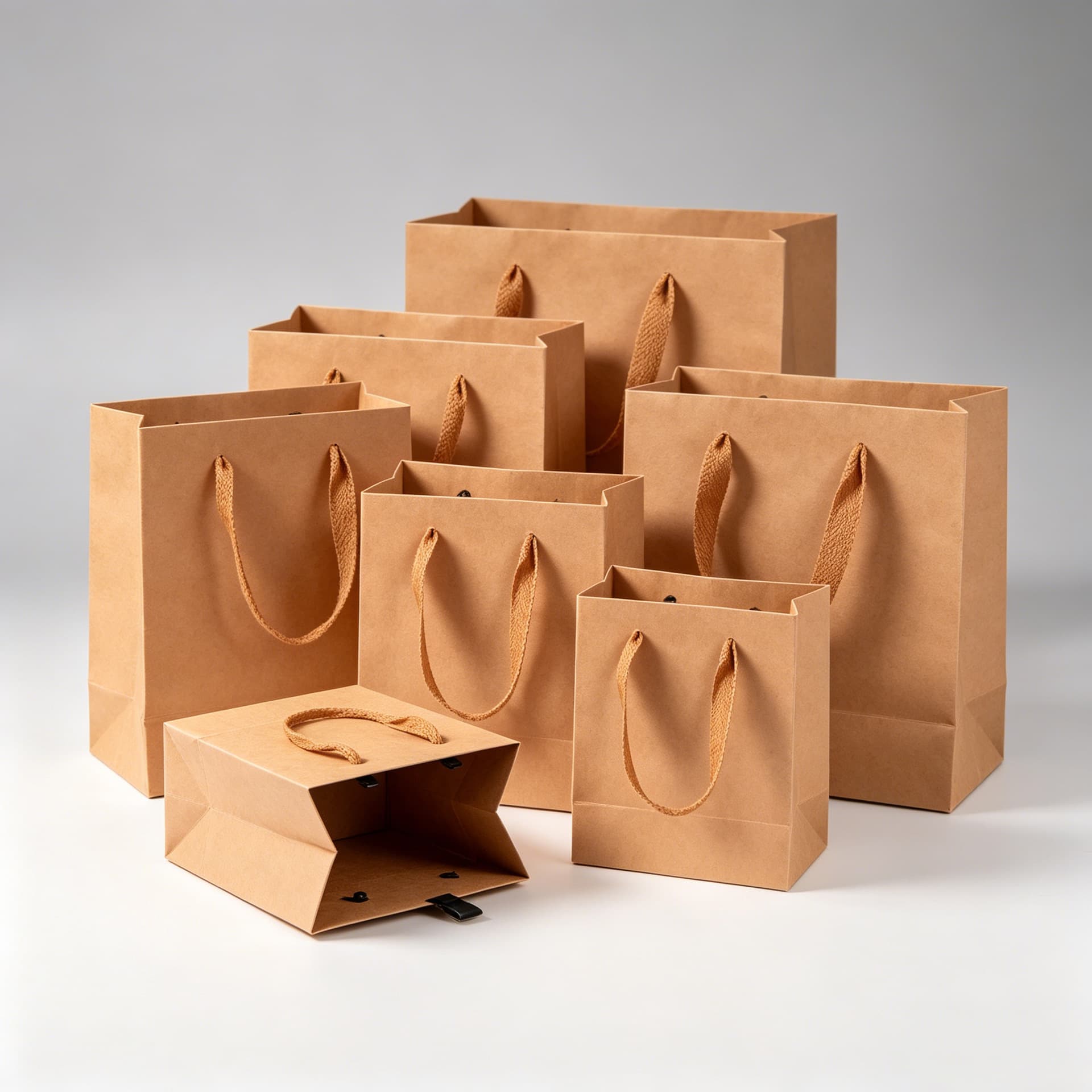 In-Stock Wholesale Kraft Paper Bags, Thickened Kraft Paper Tote Bags, Clothing Store Shopping Bags, Packaging Bags, Gift Bags, Custom-Made