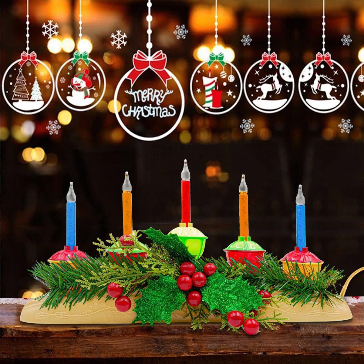 C7, Christmas Five-Light Bubble Liquid Candle Holder, Multi-Colored Bubble Liquid Light Bulb, Christmas Tree Decoration Retro Light