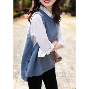 Vest Tank Top for Women, Korean Loose Casual Knit Cardigan Vest 2025 New Fashion Sleeveless Knit Top