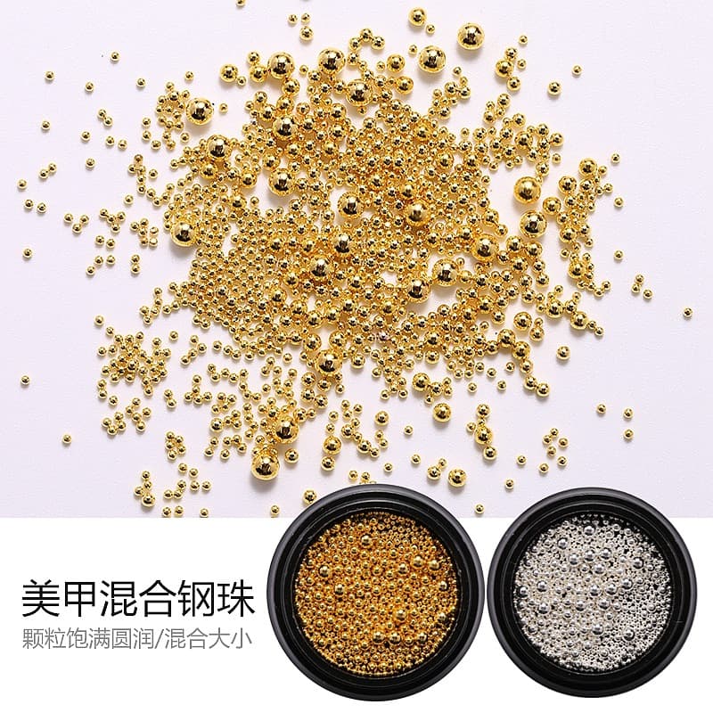 Mixed Gold And Silver 0.4mm Mini Beads Nail Jewelry Princess Series Beauty Accessories Square Pattern for Nail Art Decoration