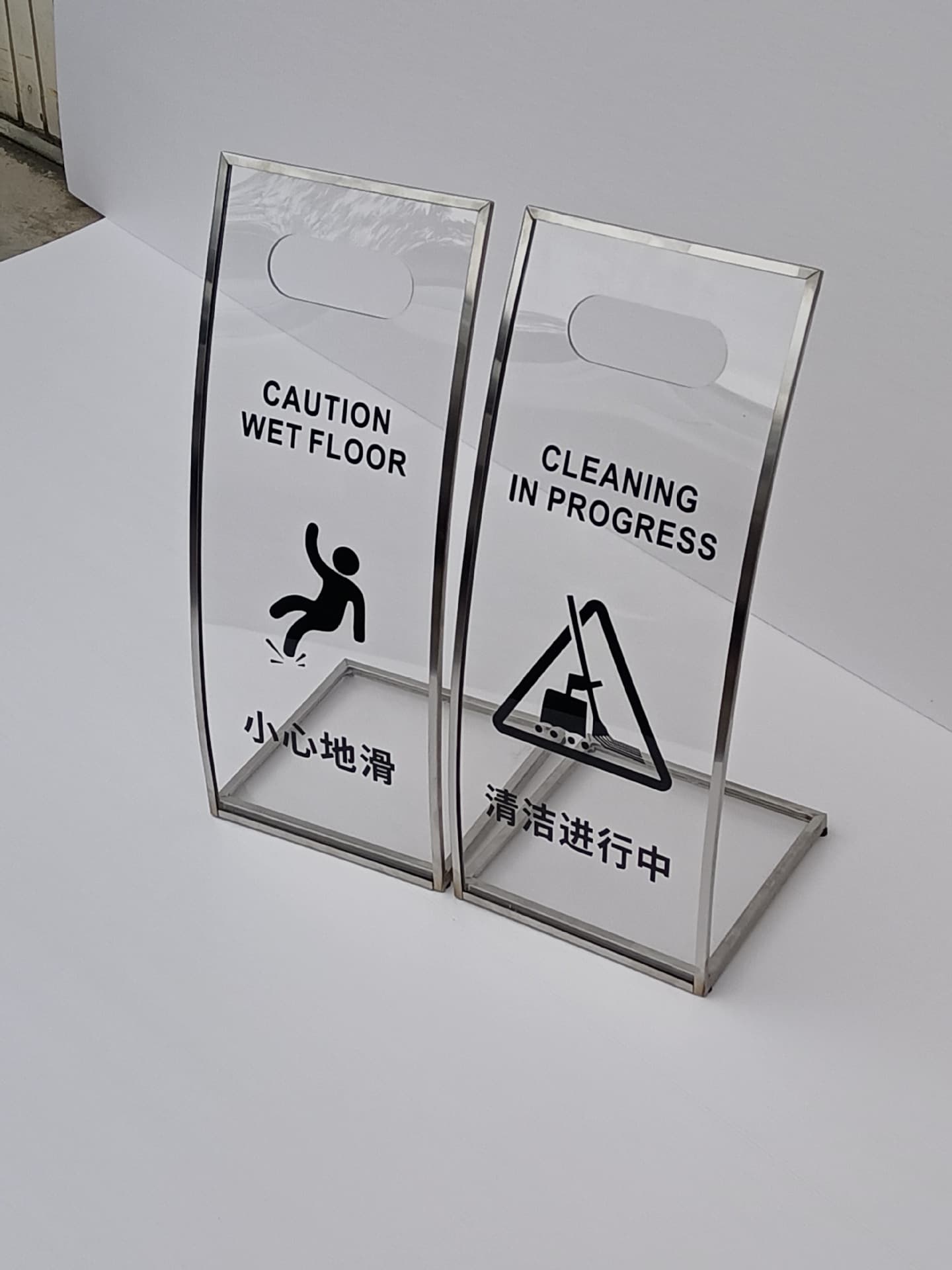 Stainless Steel L-shaped Floor Standing Notice Board, Advertising Panel with Friendly Reminders and Warnings