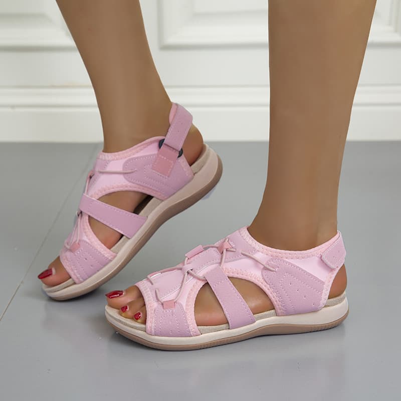 Large Size Women's Hook and Loop Sports Sandals, Women's Sandals, Cross Strap Flat Sandals