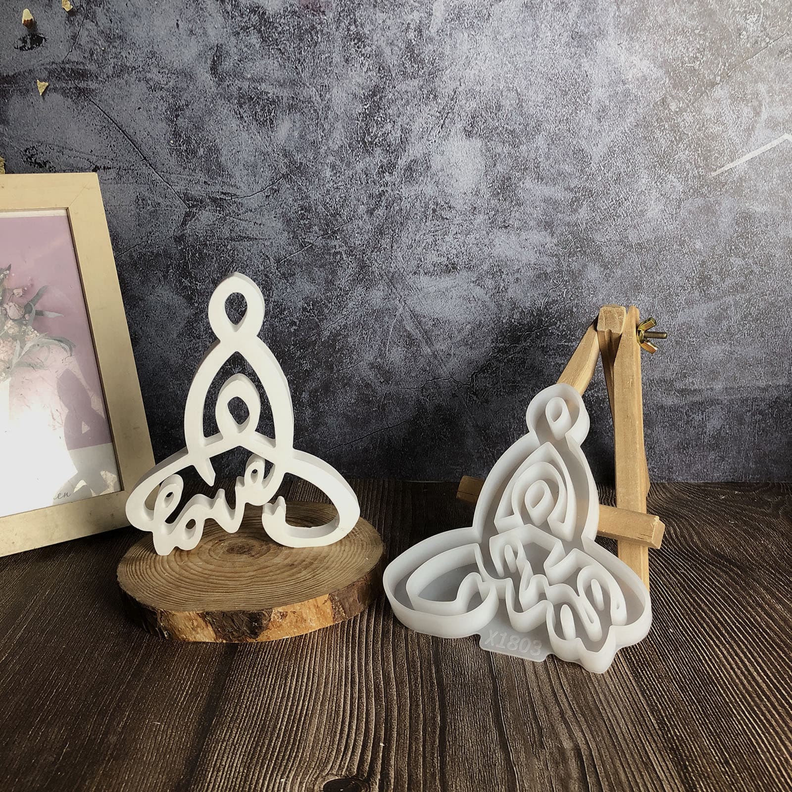 X1803 LOVE ring ornament decorative cement plaster mold DIY silicone mold