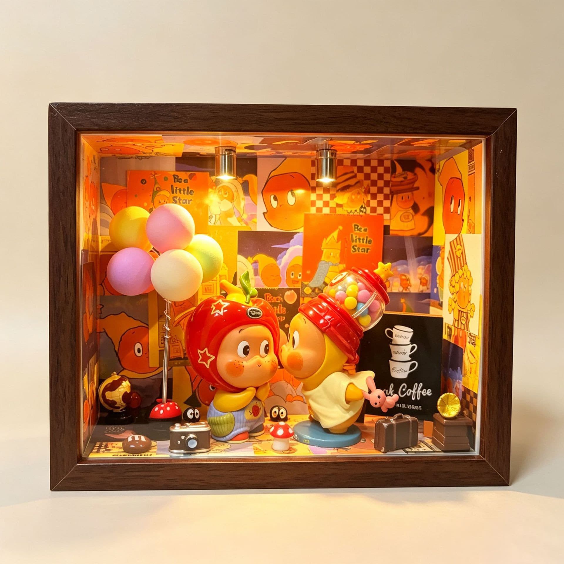 Lighted 3D Photo Frame Blind Box Figure Display Case Dustproof Glowing Storage Frame Trendy Toy Ornament Display Frame