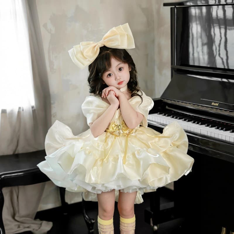 Children's High-End Dress Light Luxury Sweet Train Girl Birthday Party Princess Dress Flower Girl Wedding Lolita Dress