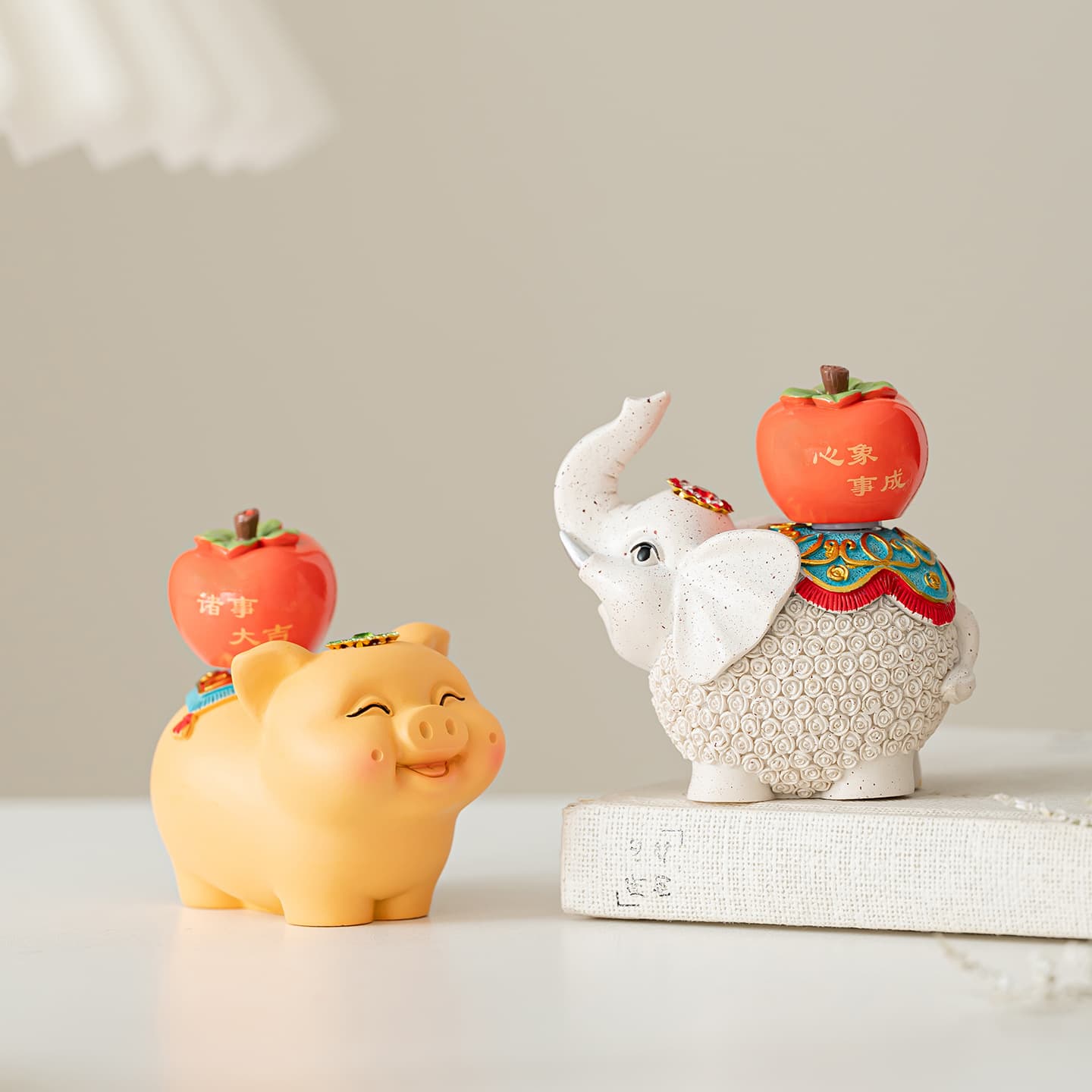 Mascot Tea Pet Elephant Golden Pig Tea Ornament Elegant Decor "May All Go Well" Auspicious Tea Table Figurine Creative Gift