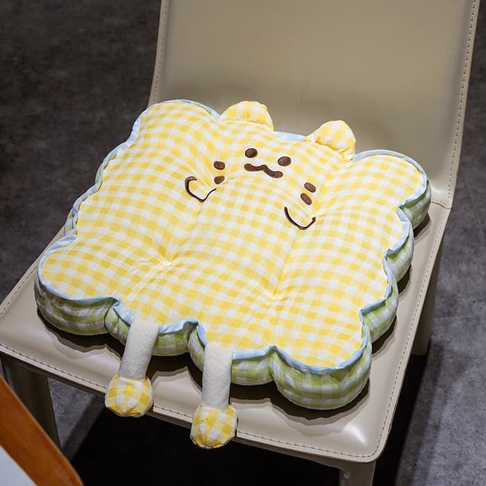 Cartoon one-piece backrest and seat cushion, thickened plush butt cushion, office chair cushion for long-term sitting, student dormitory cushion