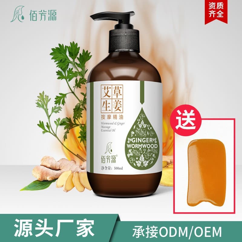 Factory Mugwort Ginger Essential Oil for Body Massage, Meridian Clearing, Beauty Salon Use, Rose Nourishing, Gua Sha, and Warming Ginger Oil
