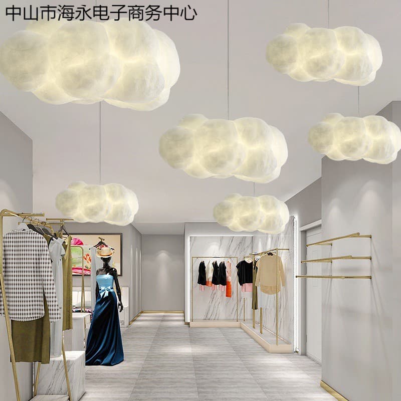 Creative Cloud Chandelier Cotton Lamp Children's Room Clothing Store Fashion Cloud Lamp Hotel Shopping Mall Nordic White Cloud Chandelier