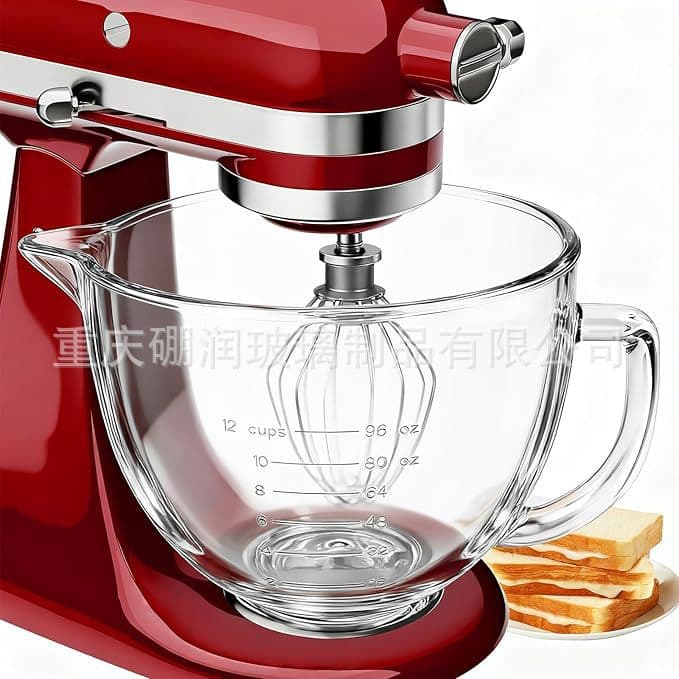 Cross-border New Product Food-Grade Transparent Glass Mixing Bowl for Stand Mixer