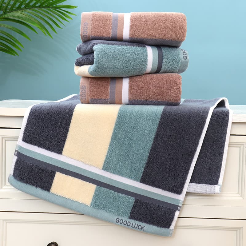 Adult Towel Color Stripe Siro Spun Cotton Yarn Soft Absorbent Face Towel for Home Men Women Washcloth Supermarket Wholesale