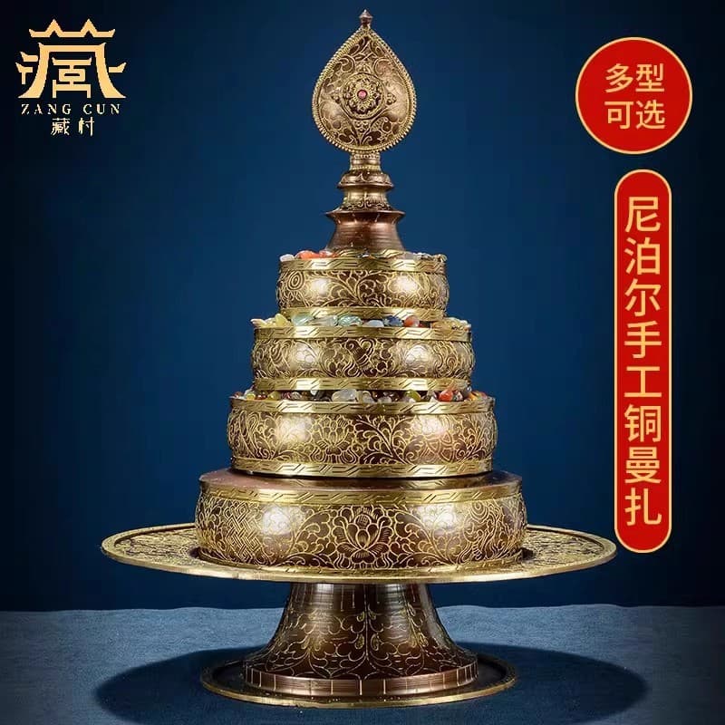 Tibetan village offering handmade Nepalese mandala, all-copper gilded mandala, purple copper gilded carving Tibetan mandala copper dressing plate