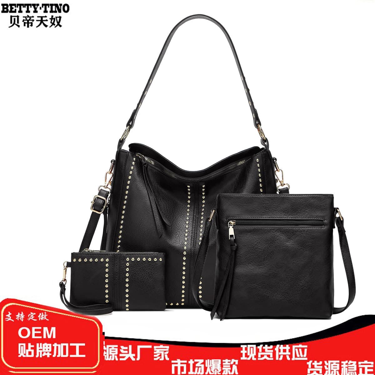 Cross-border button tote bag 2025 spring and summer new large-capacity TOTE BAG retro European and American style mother-in-law bag in stock