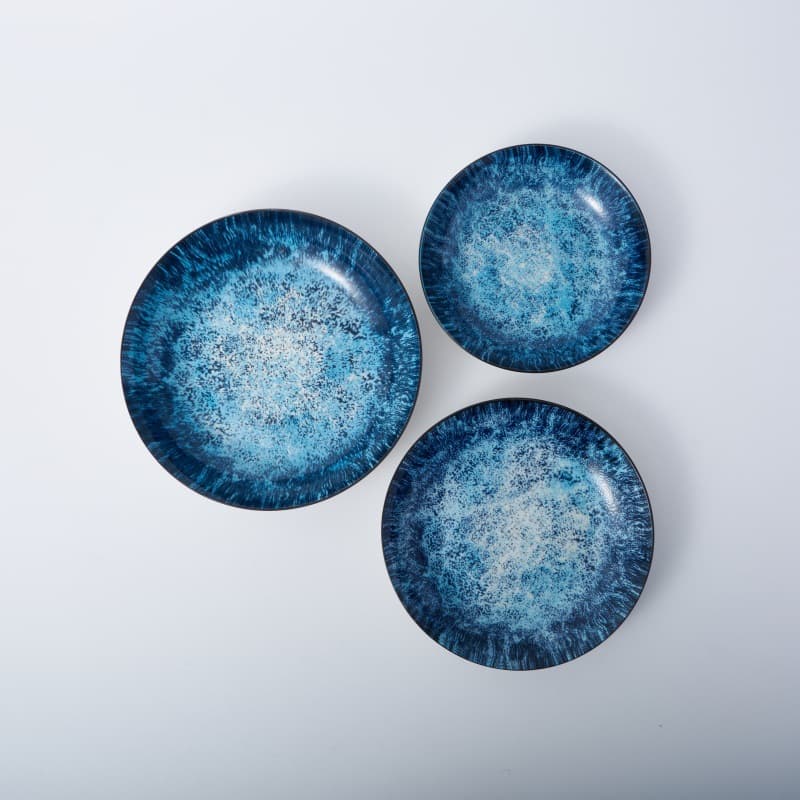 Ceramic tableware simple underglaze color printing 8-inch threaded plate gradient breakfast plate steak plate simple style