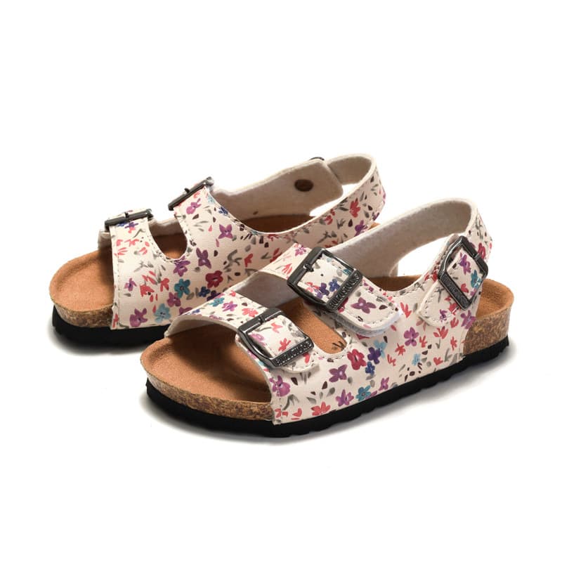 Floral Soft Cork Children's Sandals Toddler Learning to Walk Shoes Girls Beach Slippers Korean Style Boys Sandals