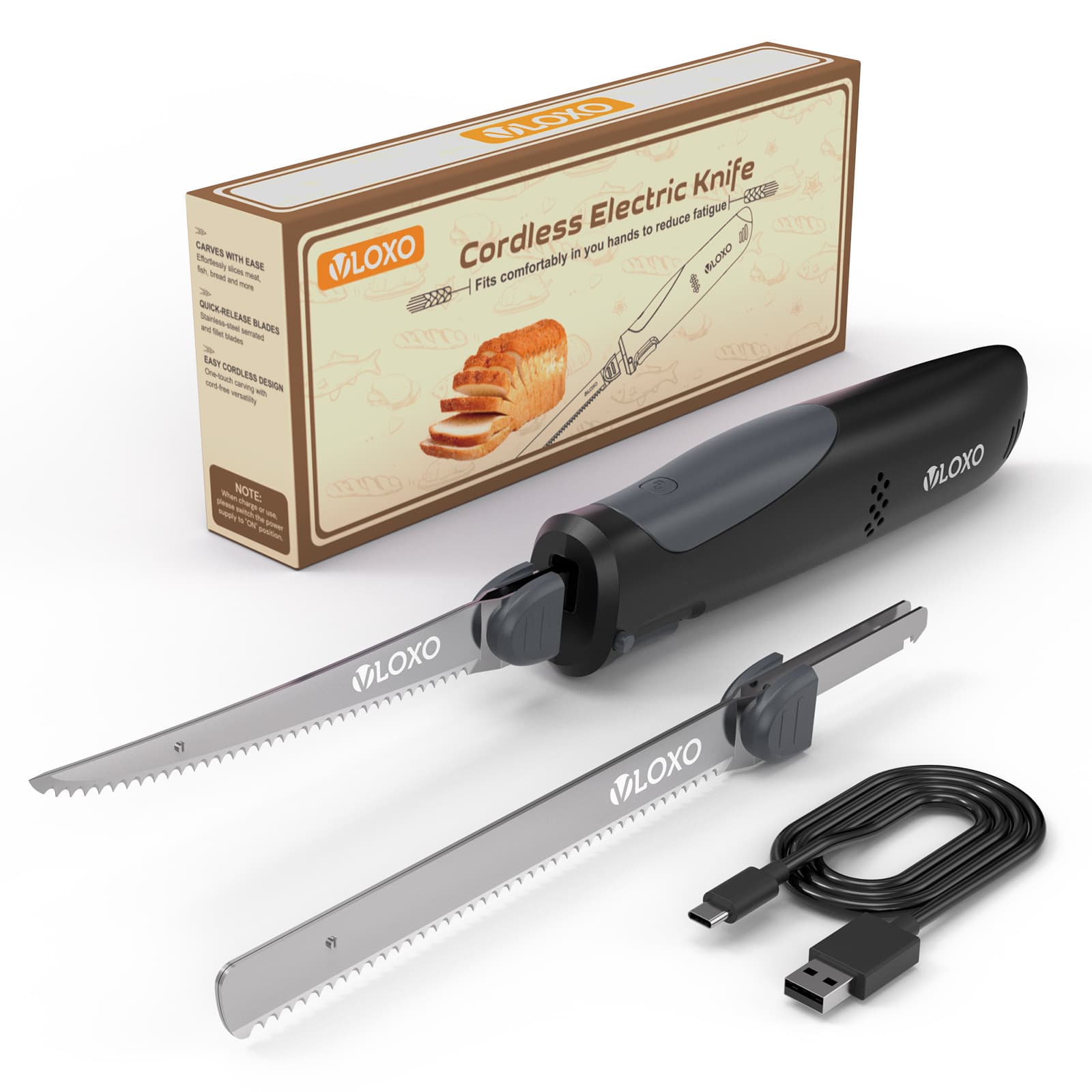 Dual-Purpose Electric Slicing Knife Rechargeable Kitchen Lithium Battery High Carbon Steel Bread Bone Cutting Outdoor Electric Fish Knife Picnic