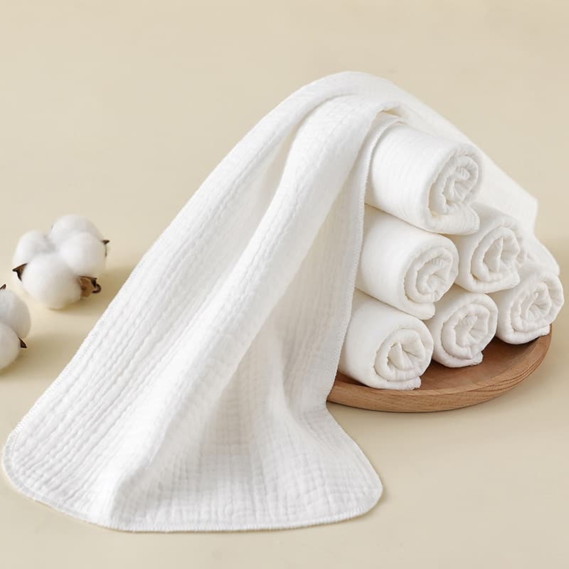 Children's Soft Cotton White Towel, Kindergarten Small Towel Factory Wholesale, Elastic Lockstitch Baby Hand Towel