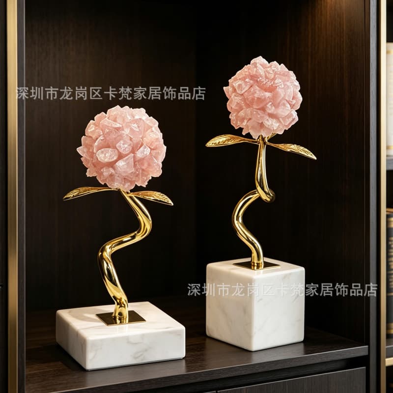 Modern Light Luxury Wine Cabinet Decorations for New Homes, Living Rooms, Study Rooms, Bookcases, Creative Girly Pink Crystal Ornaments