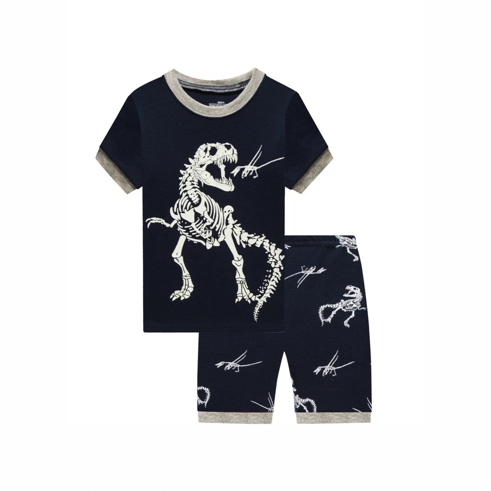 1 set of boys' dinosaurs, European and American children's clothing, home clothes, pajamas, a set of boys' cotton shorts and shorts for drop shipping