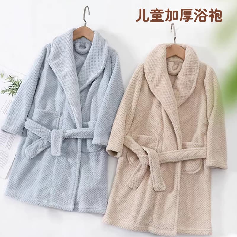 Children's Wearable Bath Towels, Absorbent and Quick-Drying, Medium and Large Kids' Warm Bathrobes, Stylish Lapel Bathrobes for Boys and Girls, Cross-Border Wholesale