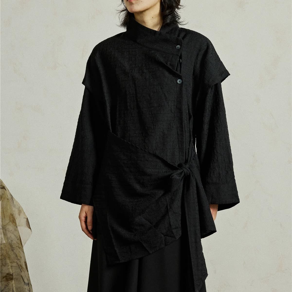 Avant-Garde Long-Sleeve Shirt Yohji Yamamoto Style New Chinese Unisex Shirt Two-Layer Jacket for Men and Women