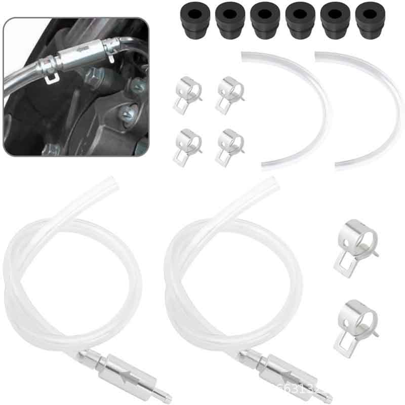 2-Pack Brake Bleeder Hose with 6 Nozzle Caps and Clamps, Motorcycle Brake Bleeder Kit